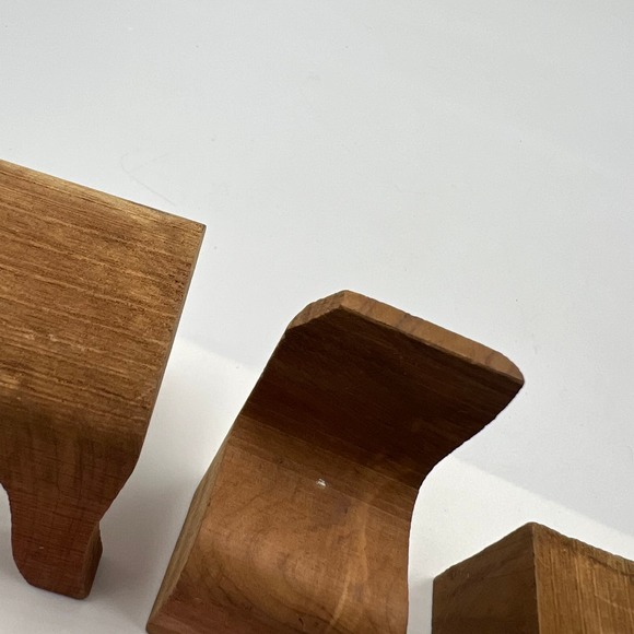 Vintage Set Wooden Hand Made Miniature Doll House Table 3 Chairs Primitive - Picture 9 of 11